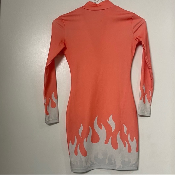 Peach fire turtleneck zip mini dress - Picture 2 of 5